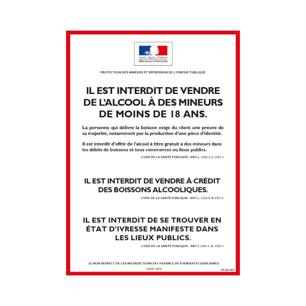 Interdiction de vente d'alcool aux mineurs